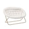 Flash Furniture Eleanor 56-in Portable Folding Dbl Saucer Chair in Ivory Faux Shearling w/a Soft Gold Steel Frame FV-FDS-001-IV-SGD-GG - alternate 1